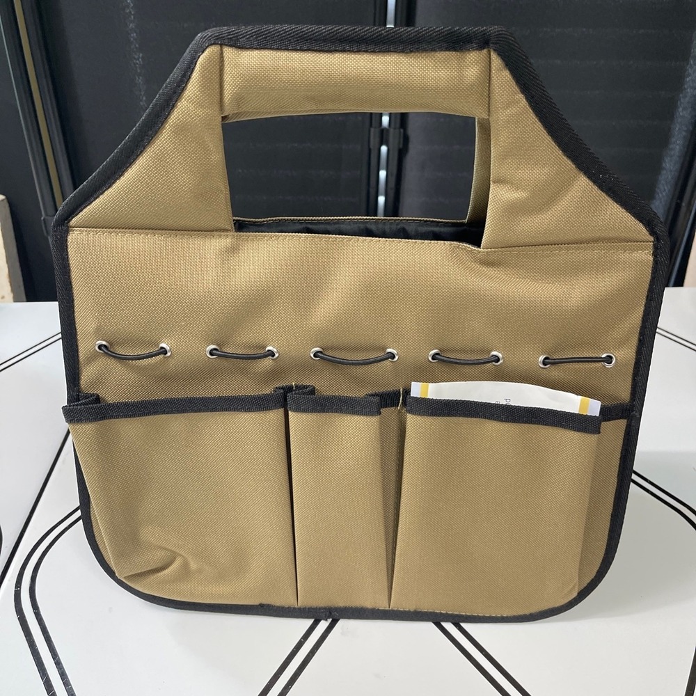 Organizer Tote Utility Multi-Purpose Bag Multiple Pockets Handles Beige